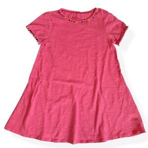 Mini Boden Charlie Pom Pink Jersey Dress 7-8Y